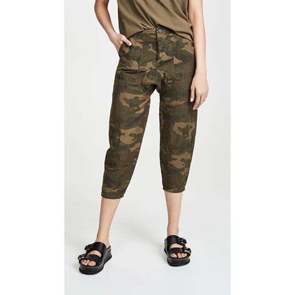 BlankNYC Womens Camo Capri Pants Size 27 Linen Blend Cropped Grunge Gorpcore - Picture 1 of 9